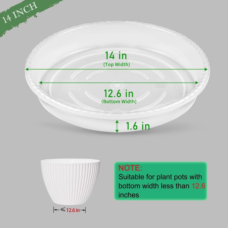 SupKing Large Plant Saucers Drip Tray 2 Pack 14 Inch Heavy Sturdy Plastic Flower Pot Saucers for Indoor,Clear Plastic Planter Water Tray for Plant Pots Liners (14''-Clear) - Image 2